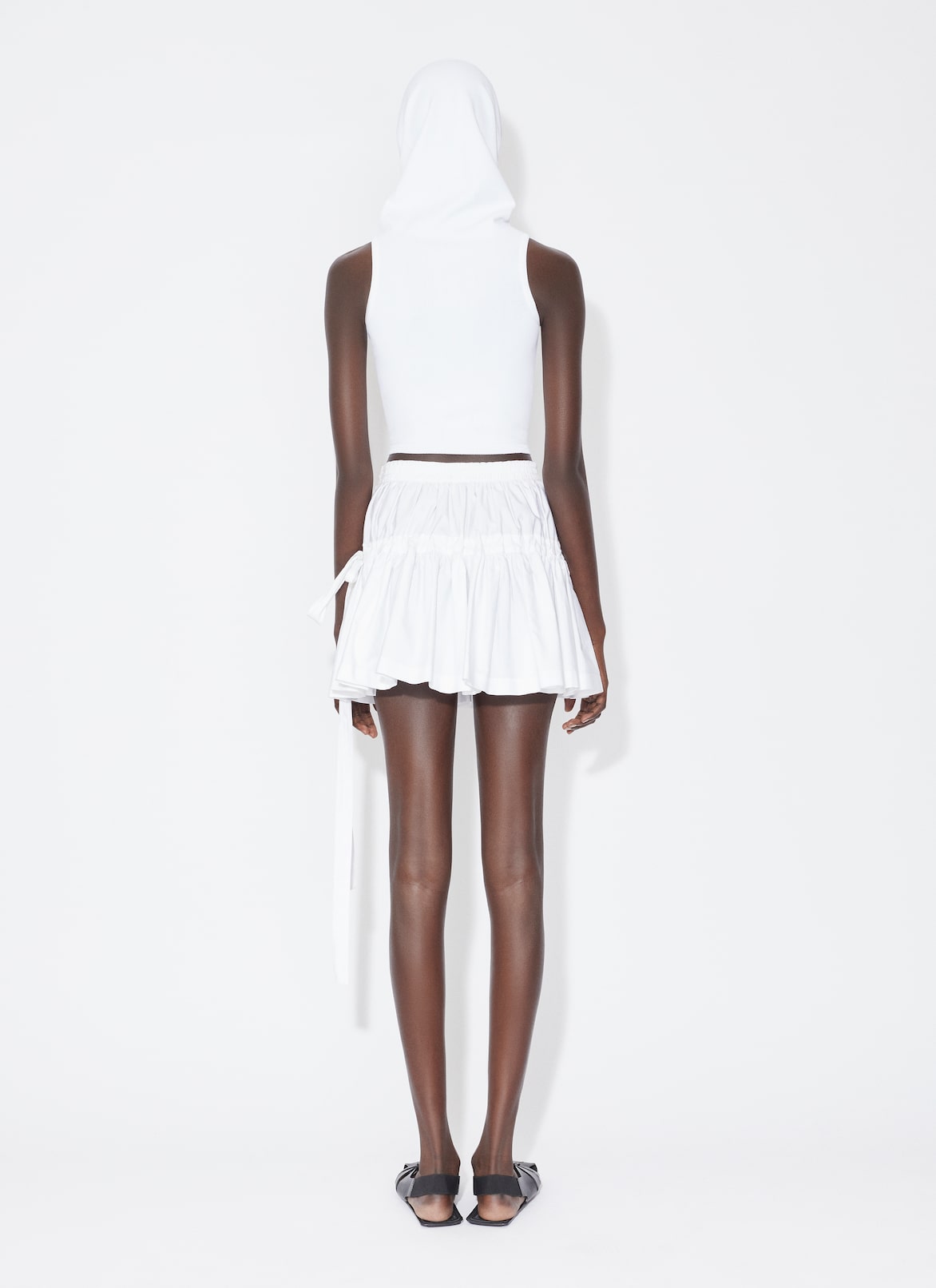 HOODED KNIT CROP TOP ALAÏA WHITE HOODED KNIT CROP TOP